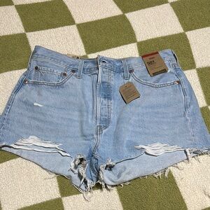 Levi's Blue Jean Shorts High-Waisted Distressed